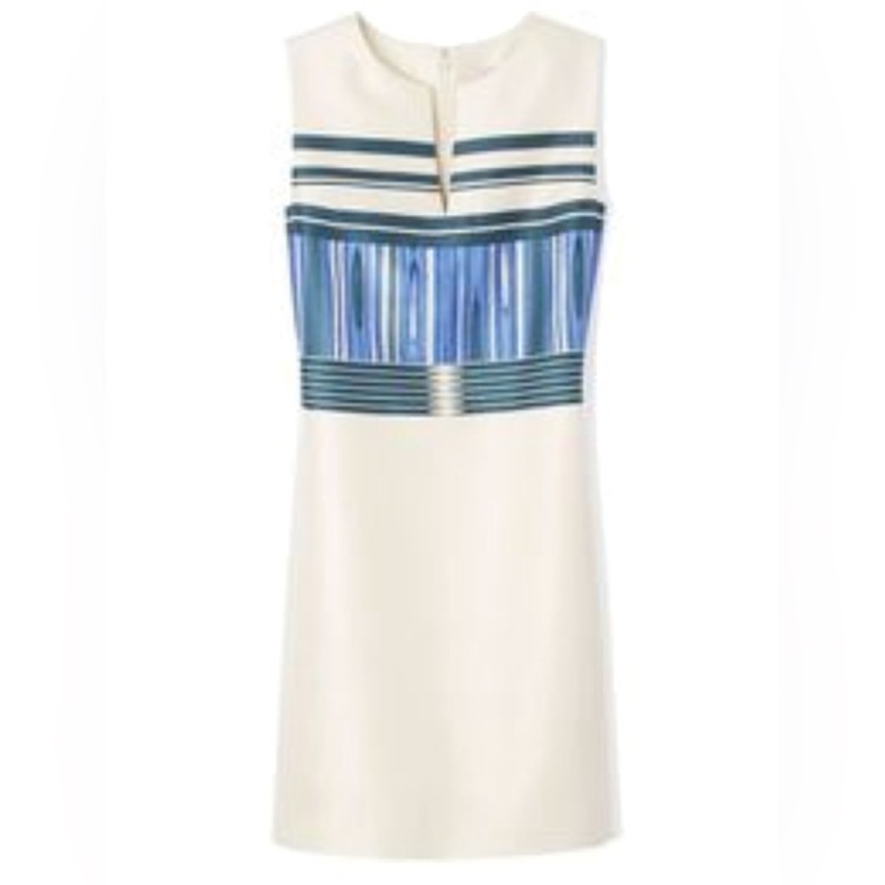 Tory Burch 4 Mixed-Pattern Mikado Silk in plaited stripe Dress NWT size 10